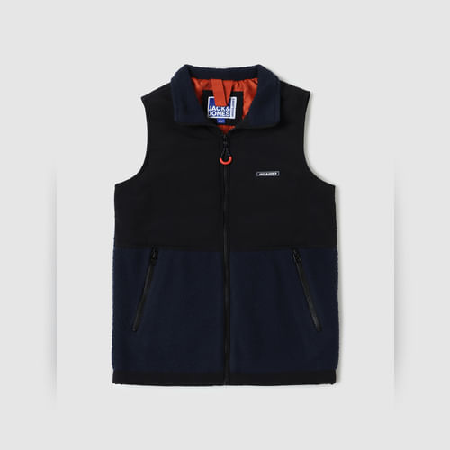 Boys Black Colourblocked Jacket
