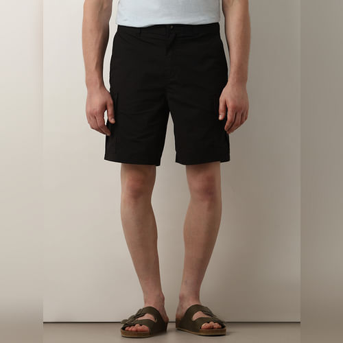 

SELECTED HOMME Black Mid Rise Cargo Shorts