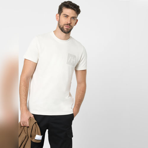 

SELECTED HOMME Off-White Organic Cotton Crew Neck T-shirt