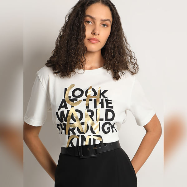VERO MODA Women White Typographic Print Cotton T-shirt, Short Sleeves, Round Neck
VERO MODA Women White Typographic Print Cotton T-shirt, Short Sleeves, Round Neck