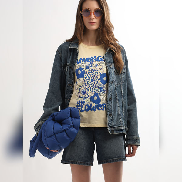 VERO MODA Women Yellow Graphic Print Cotton T-shirt, Short Sleeves, Round Neck
VERO MODA Women Yellow Graphic Print Cotton T-shirt, Short Sleeves, Round Neck