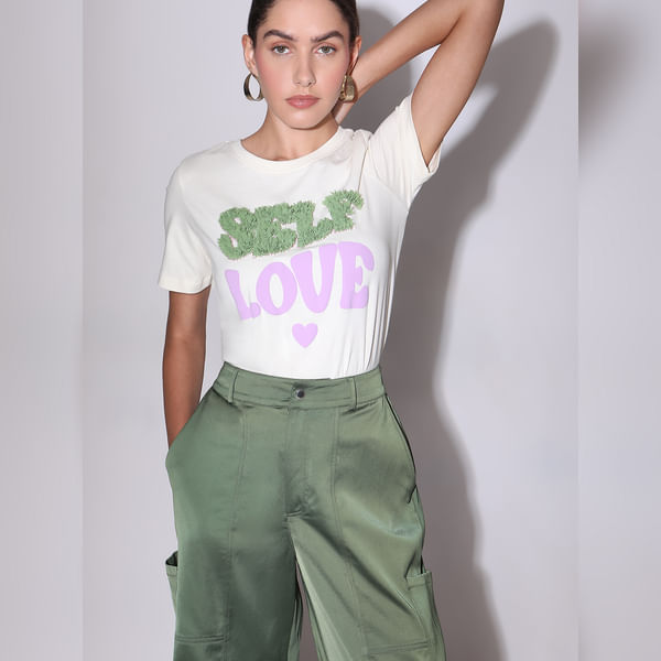 VERO MODA Women White Typographic Print Cotton T-shirt, Short Sleeves, Round Neck
VERO MODA Women White Typographic Print Cotton T-shirt, Short Sleeves, Round Neck