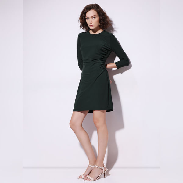 VERO MODA Women Dark Green Round Neck Mini Dress, Three-Quarter Sleeves, Round Neck
VERO MODA Women Dark Green Round Neck Mini Dress, Three-Quarter Sleeves, Round Neck