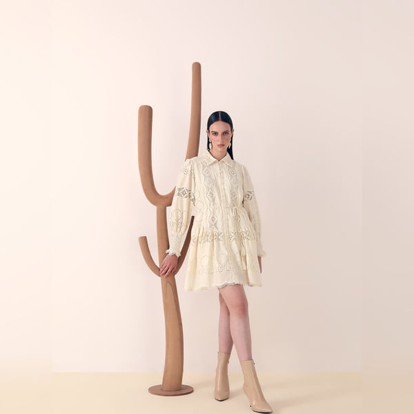 VERO MODA Women Off-White Lace Fit & Flare Dress, Long Sleeves, Shirt Collar
VERO MODA Women Off-White Lace Fit & Flare Dress, Long Sleeves, Shirt Collar
