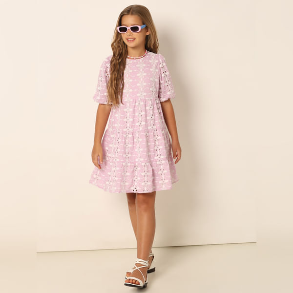 VERO MODA Girls Purple Schiffli Detail Fit & Flare Dress, Short Sleeves, Round Neck
VERO MODA Girls Purple Schiffli Detail Fit & Flare Dress, Short Sleeves, Round Neck
