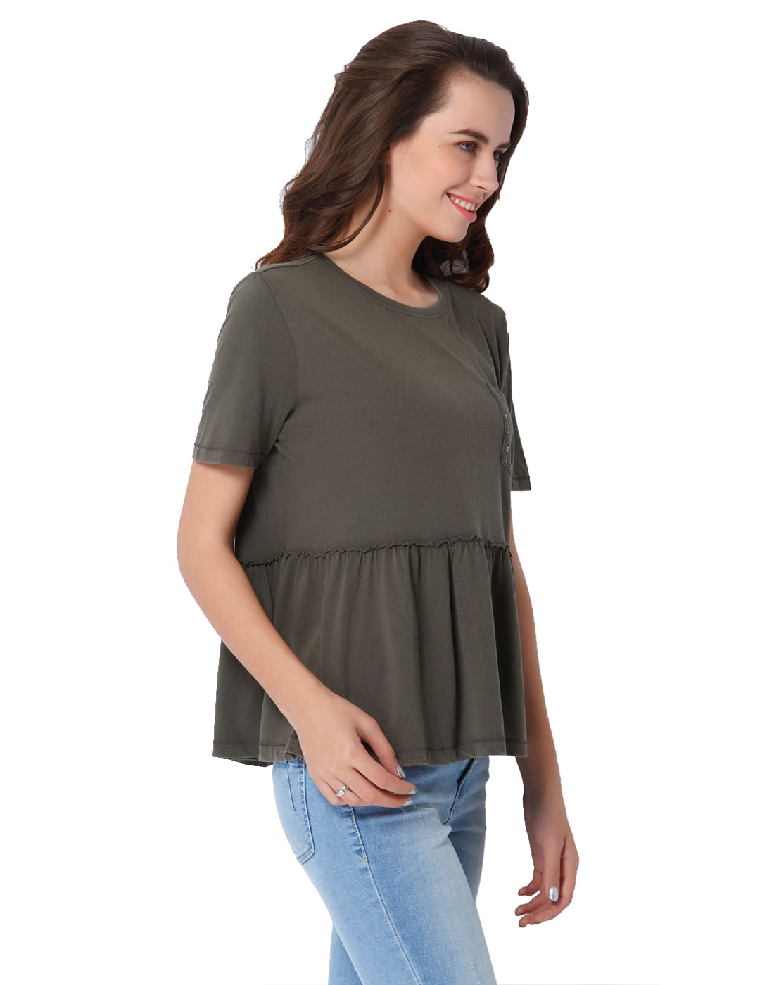 olive green peplum top