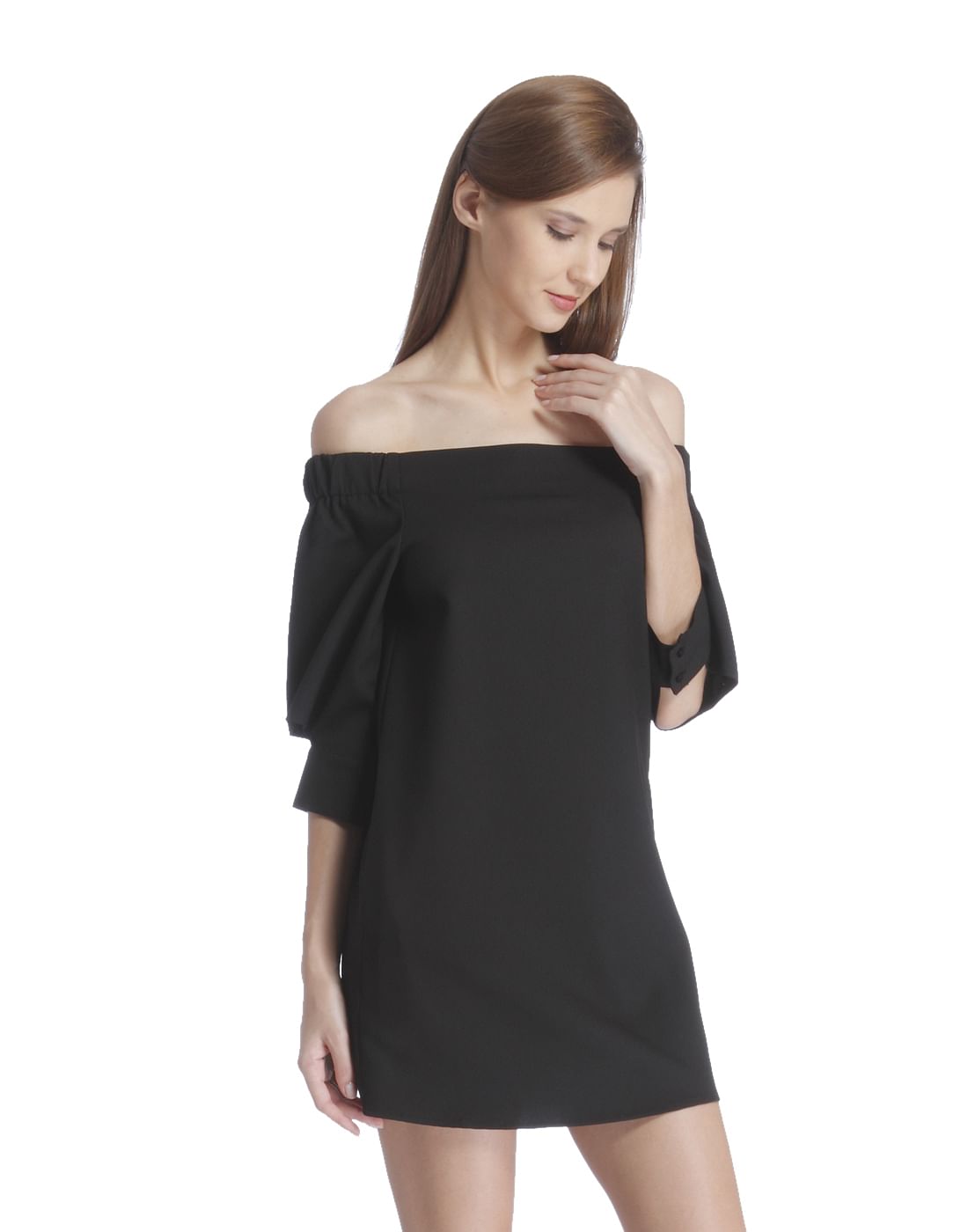 black mini dress off shoulder