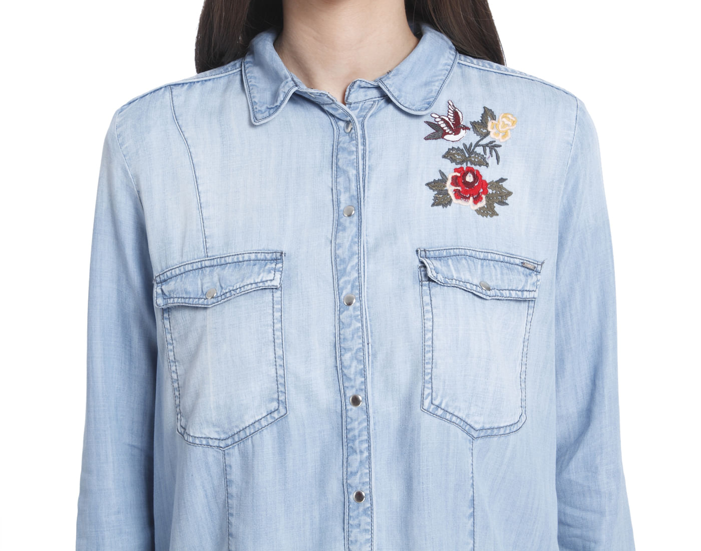 floral denim shirt