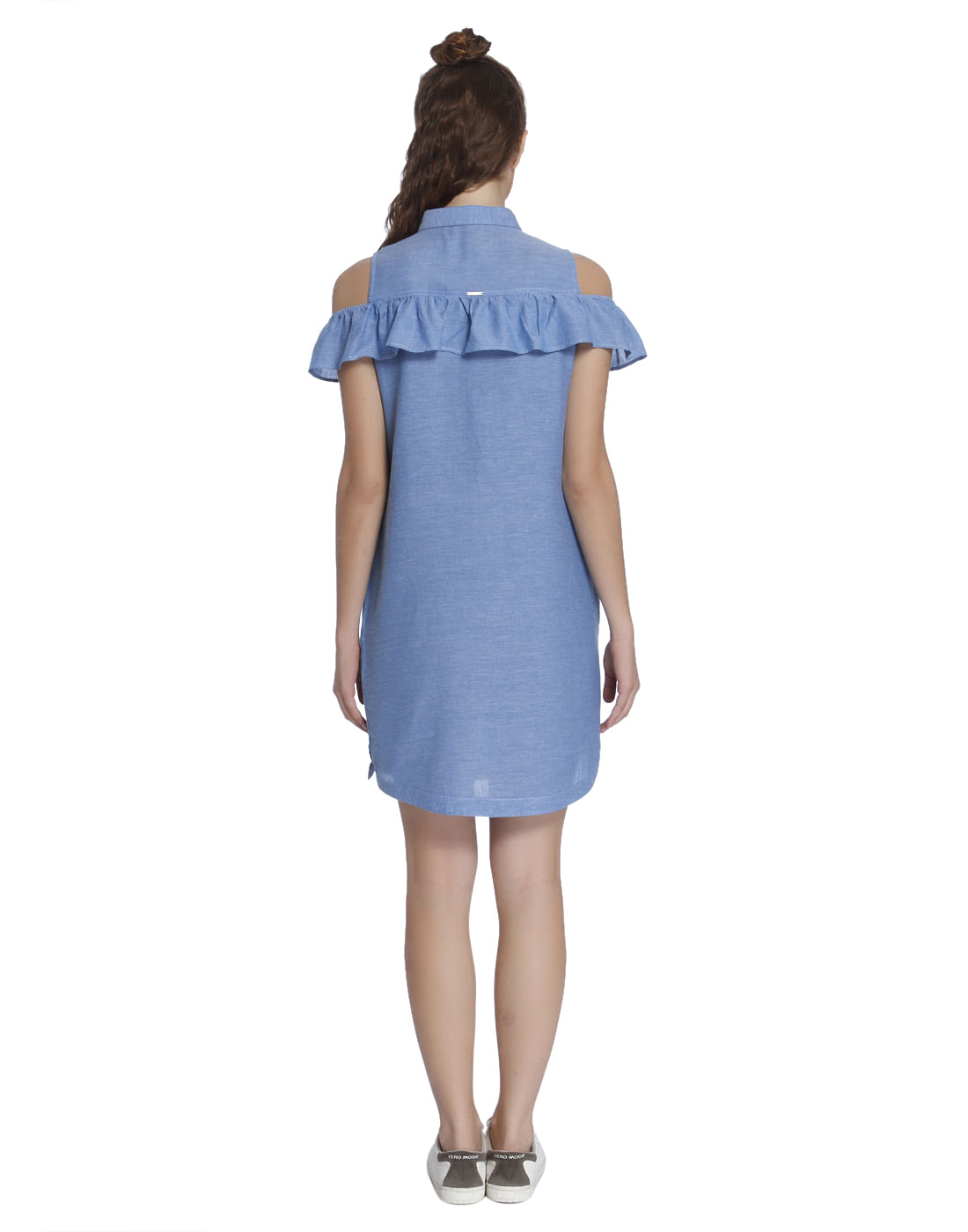 cold shoulder light blue dress