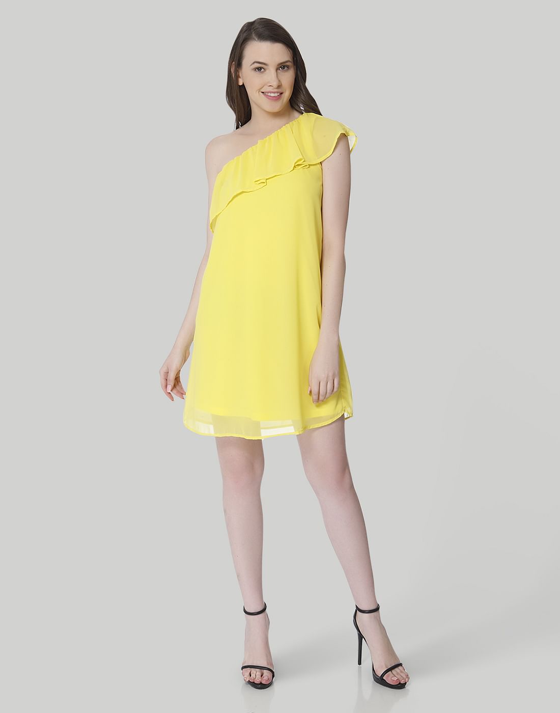 yellow ruffle dress