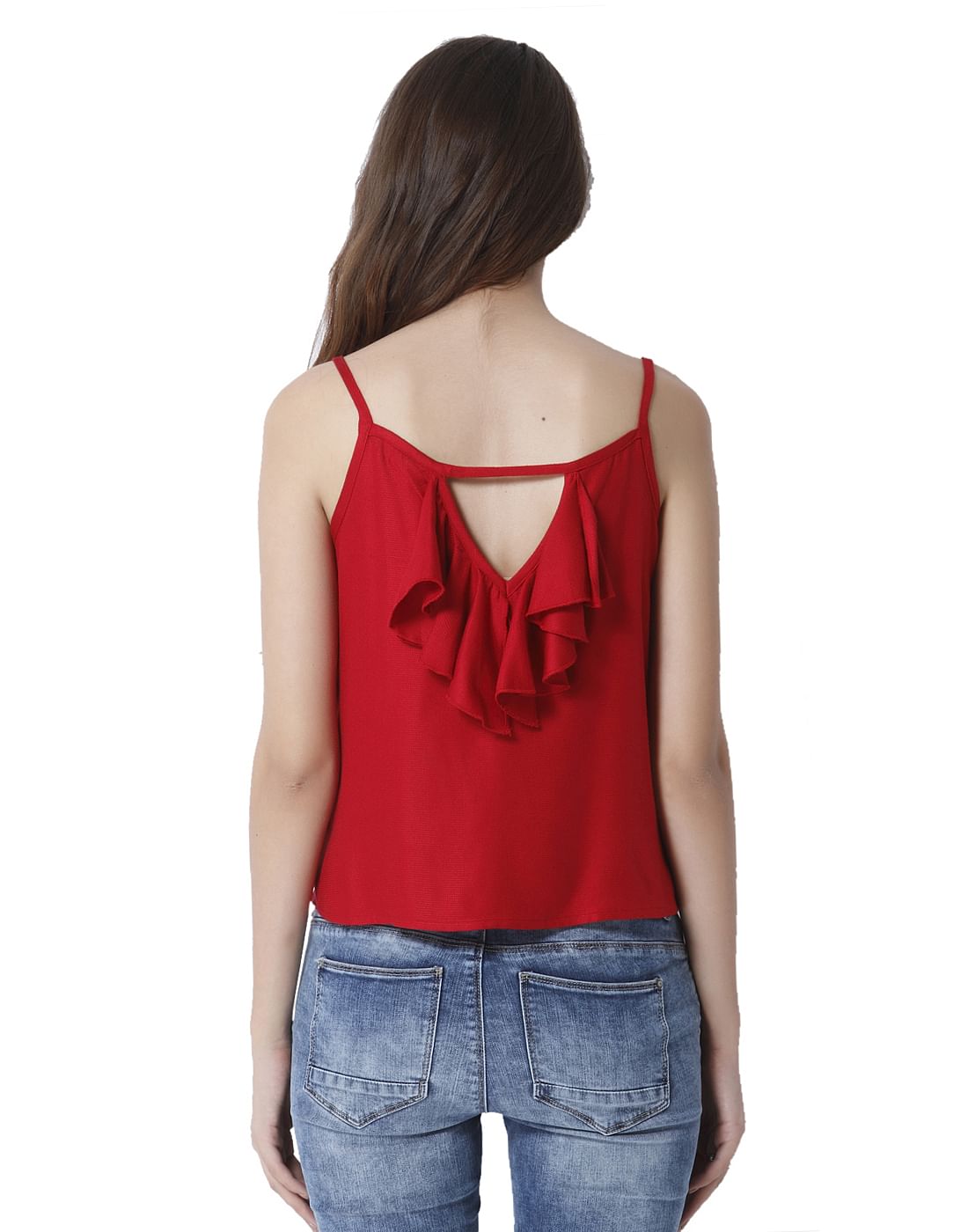 red spaghetti strap shirt