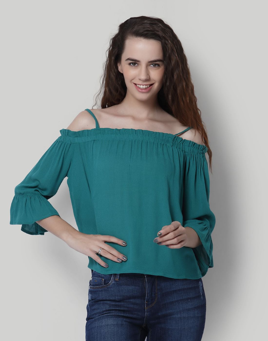 cold shoulder ruffle