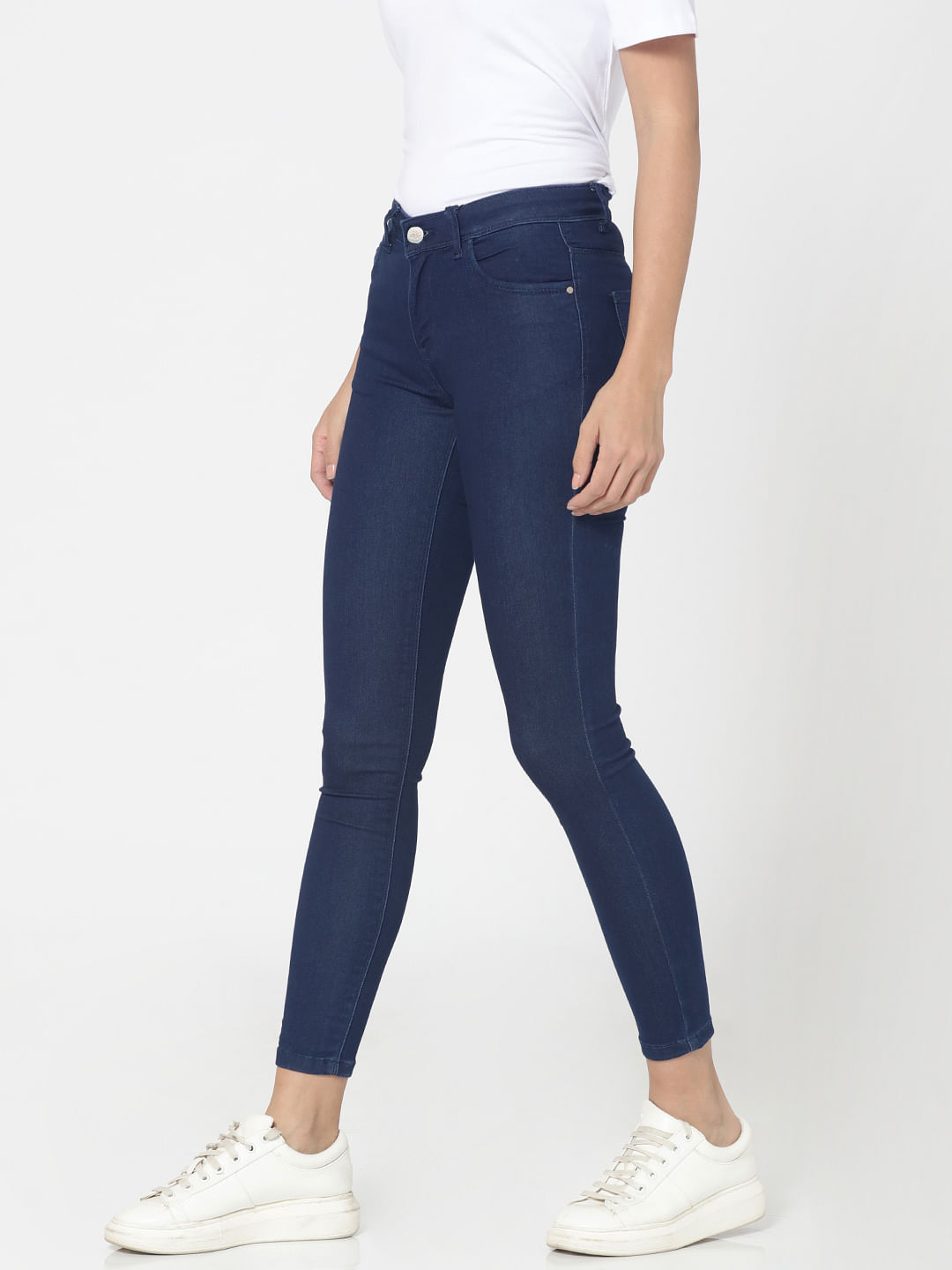 dark blue jeans high waist