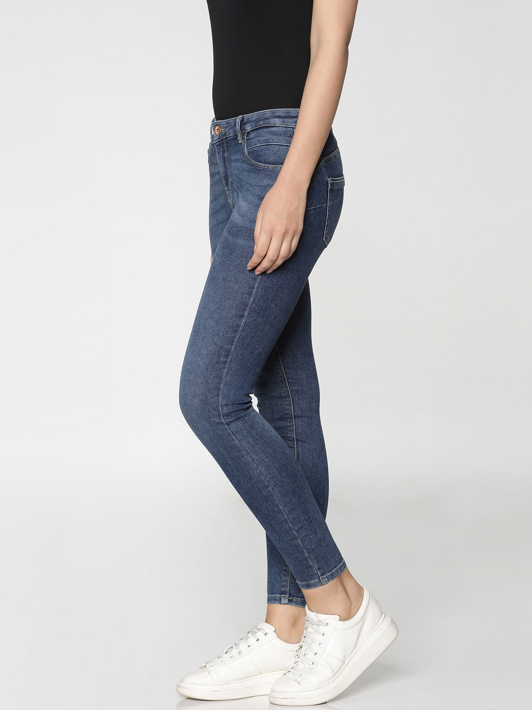 mid rise ankle length jeans