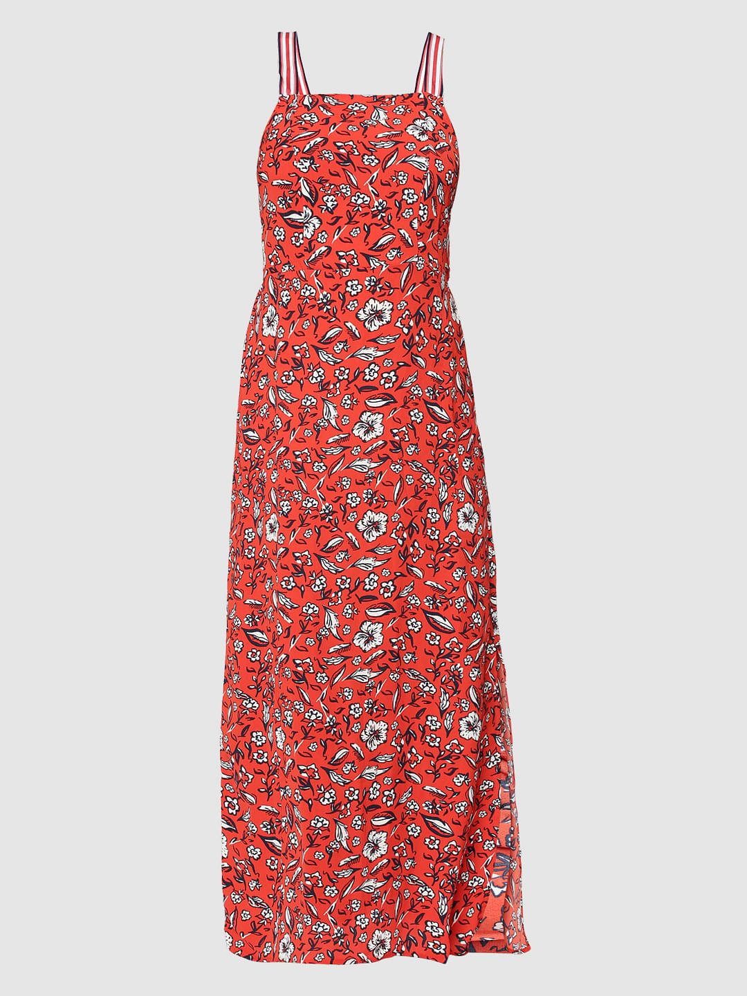 maxi dress red floral