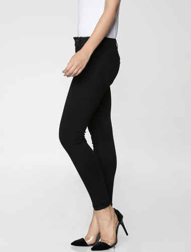 Black Mid Rise Ankle Length Skinny Fit Jeans