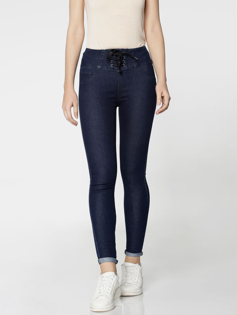 Blue Mid Rise Washed Skinny Fit Jeans