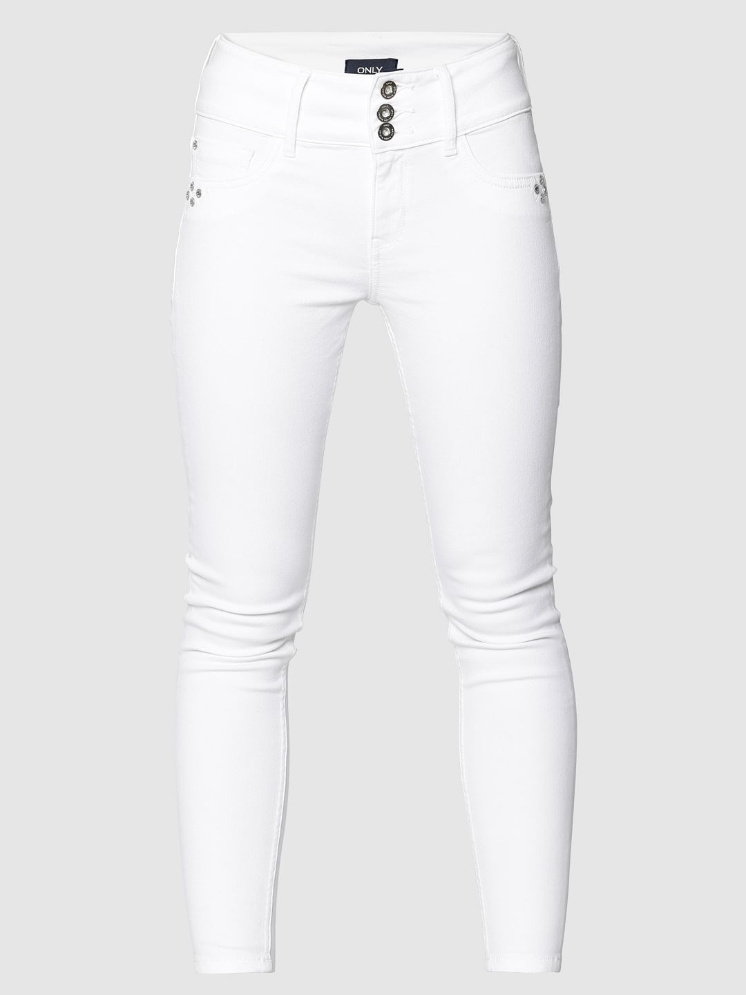 black high waisted button jeans
