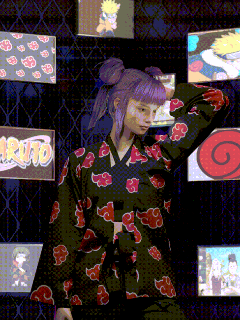 ONLY X NARUTO Black Akatsuki Icon Kimono