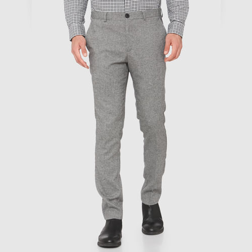 

SELECTED HOMME Grey Mid Rise Slim Fit Formal Trousers