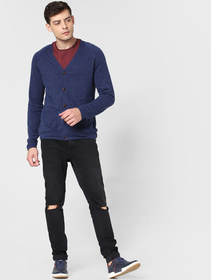 Blue Front Open Cardigan