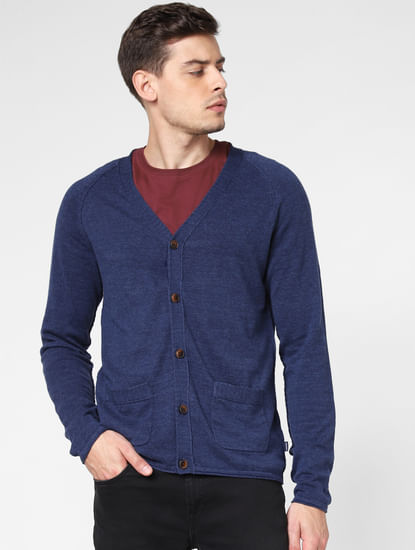 Blue Front Open Cardigan