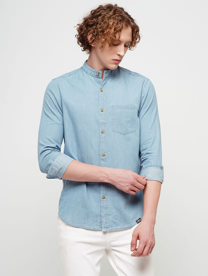 PRODUKT by JACK&JONES Light Blue Denim Full Sleeves Shirt