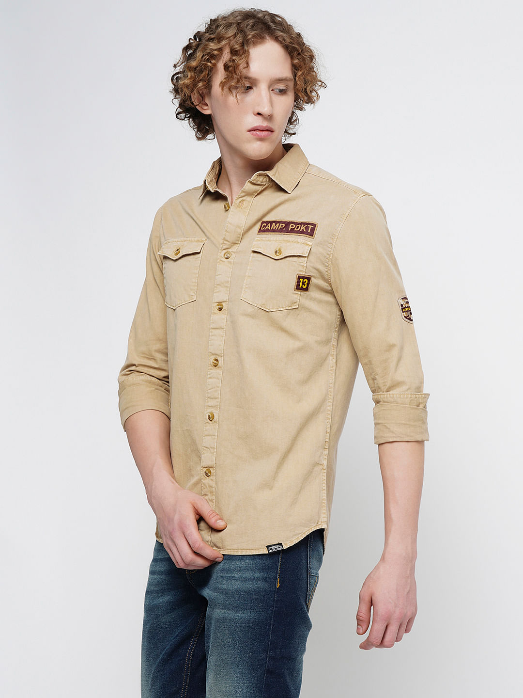 Buy Brown 100% Cotton Top Stitch Lines Shirt For Men by Lacquer Embassy  Online at Aza Fashions.