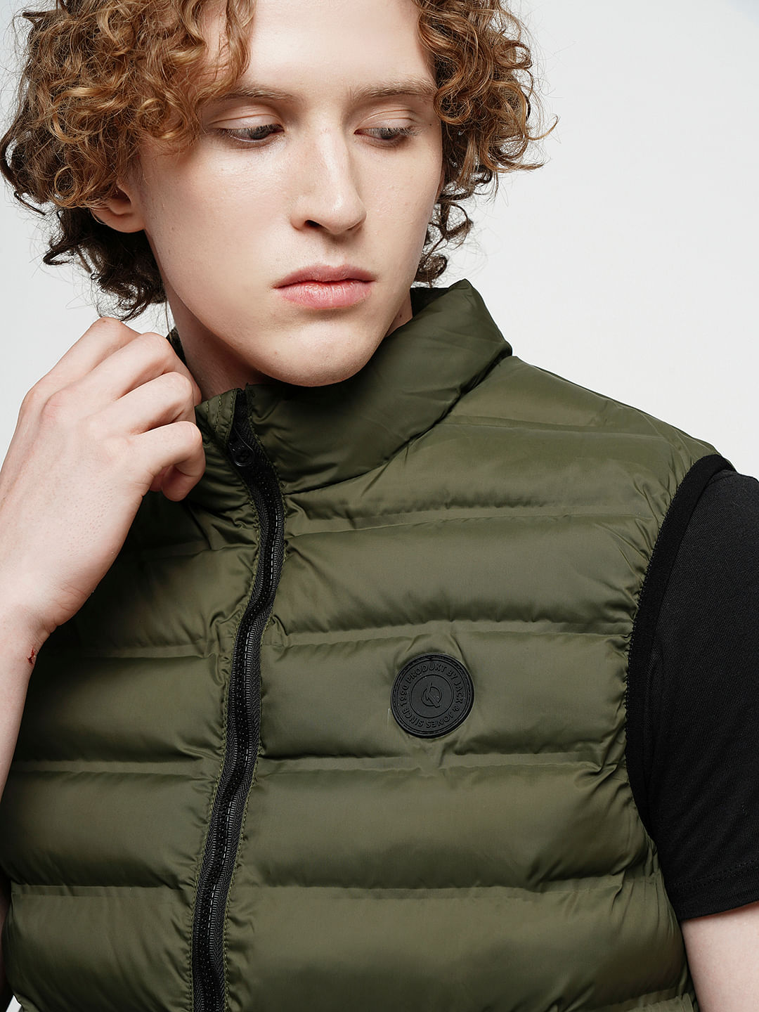 Olive green store down vest