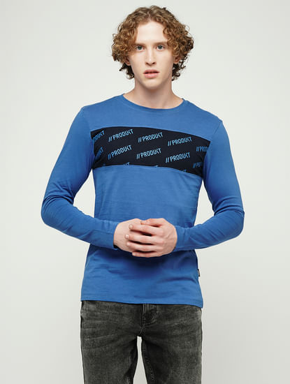 PRODUKT by JACK&JONES Blue Logo Text Full Sleeves T-shirt