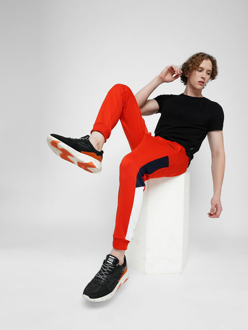 PRODUKT by JACK&JONES Red Mid Rise Cotton Trackpants