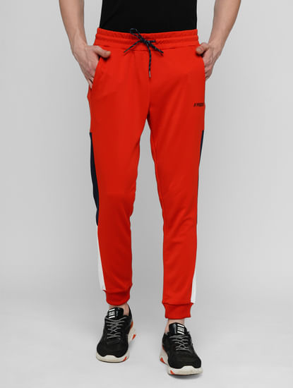 PRODUKT by JACK&JONES Red Mid Rise Cotton Trackpants