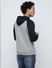 PRODUKT by JACK&JONES Grey Colourblocked Hooded Sweatshirt_411653+4