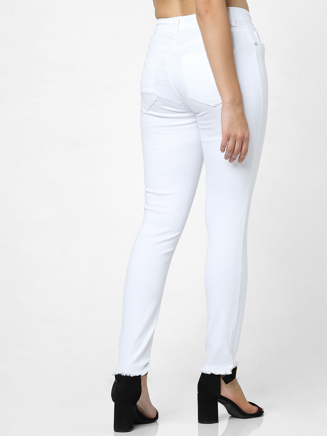 Raw edge hot sale white jeans