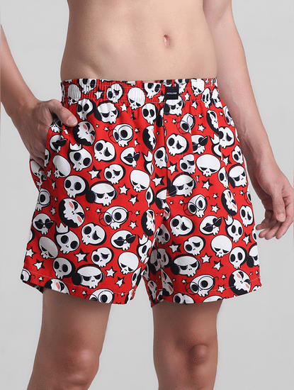 Red Printed Cotton Boxers