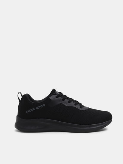 Black Knit Lace-Up Sneakers