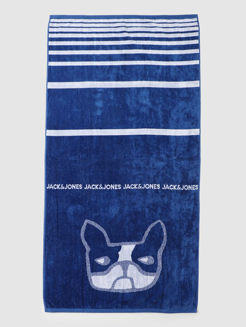 Dark Blue Logo Print Towel 