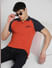 Orange Colourblocked Polo Neck T-shirt_395570+1