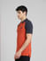 Orange Colourblocked Polo Neck T-shirt_395570+3