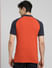 Orange Colourblocked Polo Neck T-shirt_395570+4