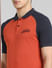 Orange Colourblocked Polo Neck T-shirt_395570+5