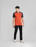 Orange Colourblocked Polo Neck T-shirt_395570+6