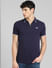 Blue Front Zip Polo Neck T-shirt_395578+2