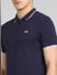 Blue Front Zip Polo Neck T-shirt_395578+5