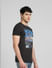 Black Graphic Print Crew Neck T-shirt_393741+3