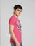 Pink Graphic Print Crew Neck T-shirt_392690+3