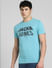 Blue Graphic Print Crew Neck T-shirt_393757+2