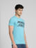 Blue Graphic Print Crew Neck T-shirt_393757+3