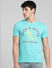 Turquoise Graphic Print Crew Neck T-shirt_393784+2