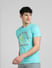 Turquoise Graphic Print Crew Neck T-shirt_393784+3